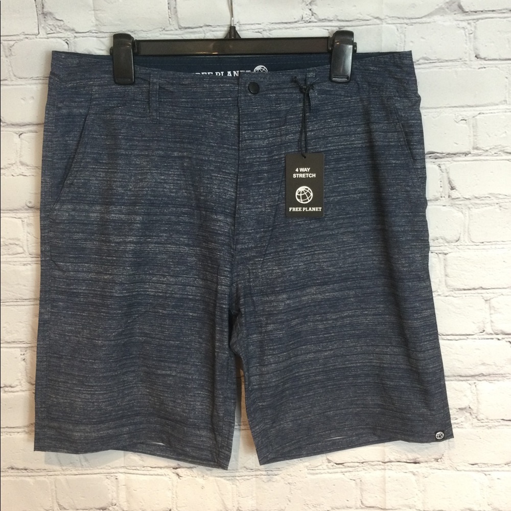 FREE PLANET MENS BLUE BOARD SHORTS NWT SZ 34